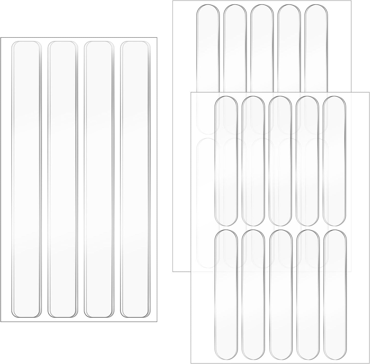 24PCS Clear Door Wall Bumpers Strips, Clear Silicone Protector Strips, Self Adhesive Cabinet Door Bumpers, Transparent Sound Dampening Buffer Pads for Drawers, Table Tops, Toilet Covers,Table Corners