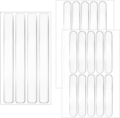 24PCS Clear Door Wall Bumpers Strips, Clear Silicone Protector Strips, Self Adhesive Cabinet Door Bumpers, Transparent Sound Dampening Buffer Pads for Drawers, Table Tops, Toilet Covers,Table Corners