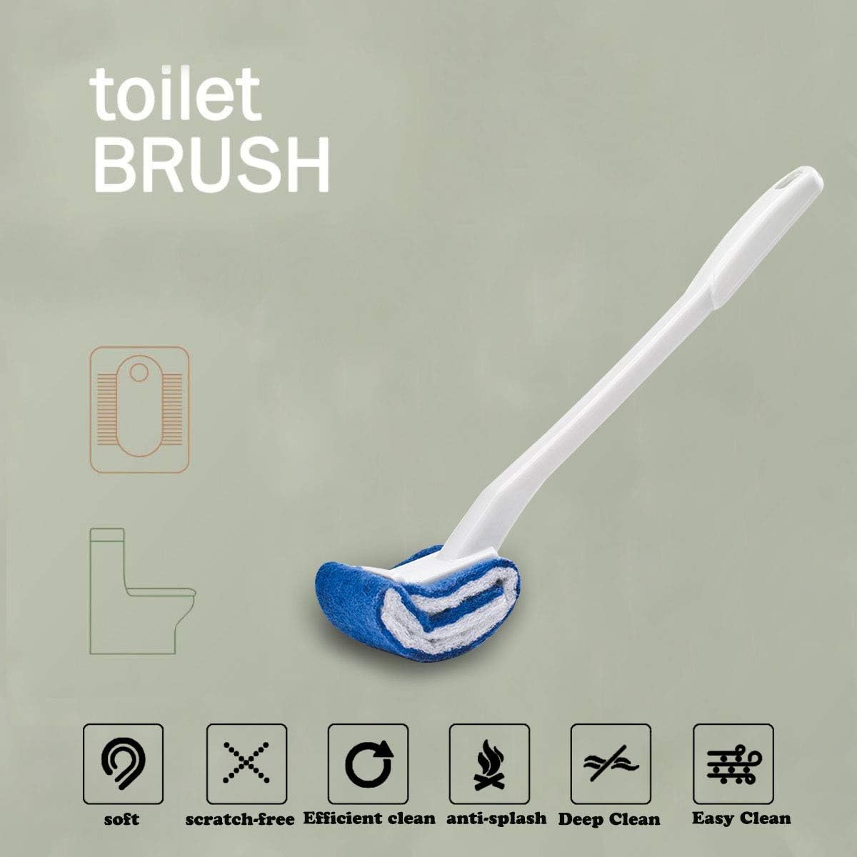 Toilet Brush Bowl Brush Bathroom Brush Under Rim Toilet Brush Scracth-Free Curved Good Grip Easy to use deep Cleaning No Scratching, Anti-Splashing Easy to Store (2pack)