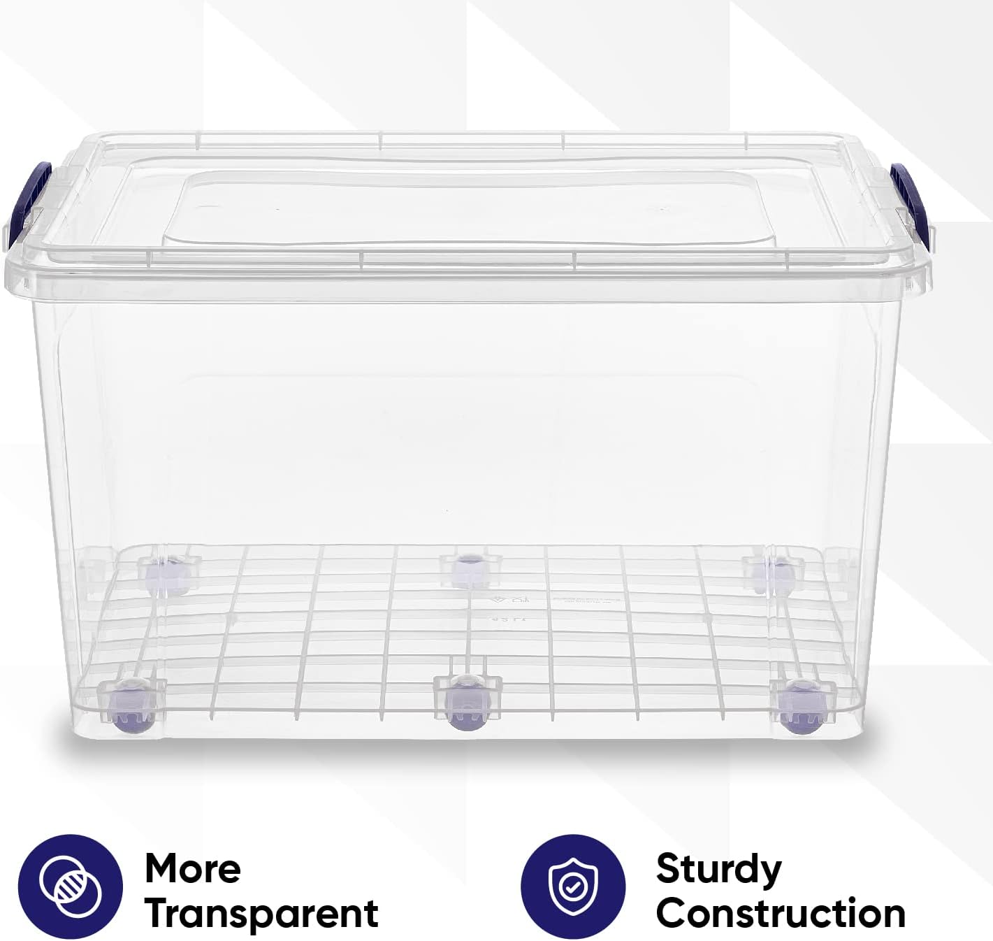 Superio Under Bed Storage Containers with Wheels (2 Pack), Flat Clear Storage Bin Stackable Large Storage Latch Box with Lids Store Cloths, Bedding, Linen, For Under The Bed, Garage, Home