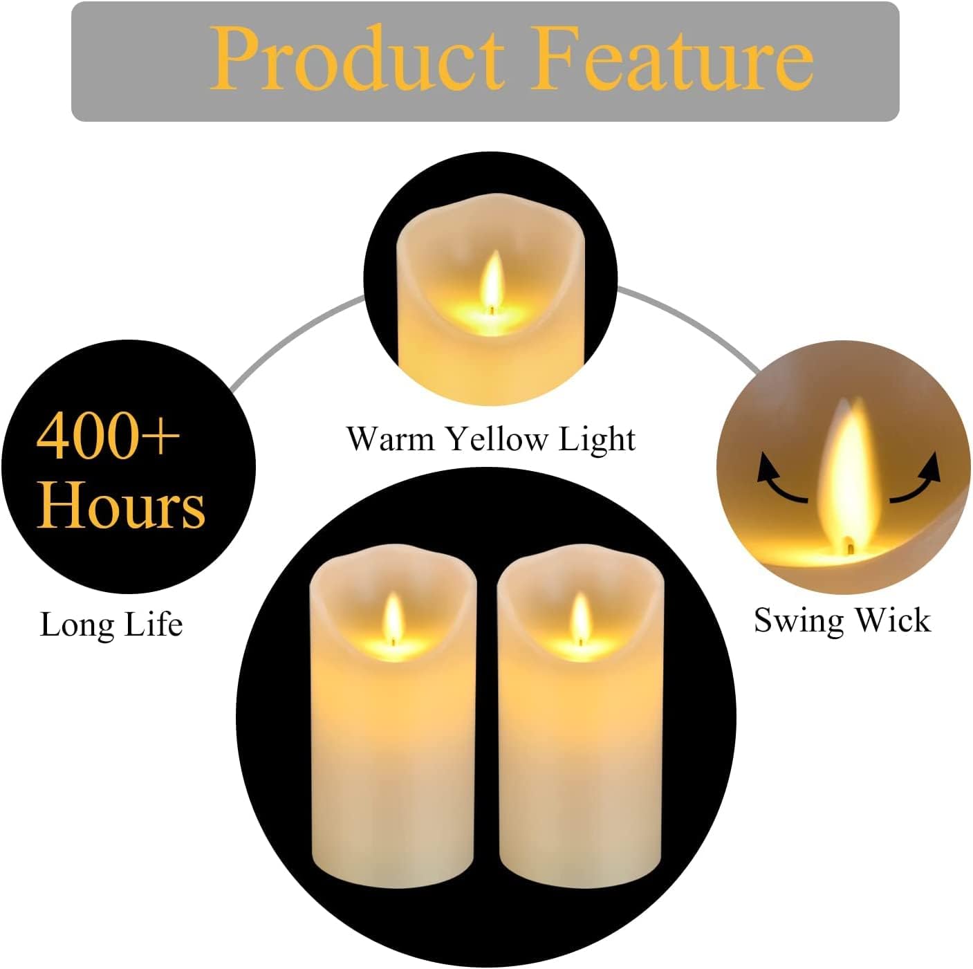 antizer Flameless Candles Led Candles Pack of 9 (H 4" 5" 6" 7" 8" 9" x D 2.2") Real Wax Battery Candles with Remote Timer for Home Fireplace Decor Wedding Festival Decor (Ivory 9 Pack)