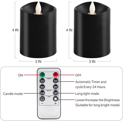 3x4 Flickering Flameless Candles Set of 3,Real Wax Pillar LED Candles,with Timer,4 inch Flameless Candles with Remote,for Party Wedding Holiday Home Decor,Ivory