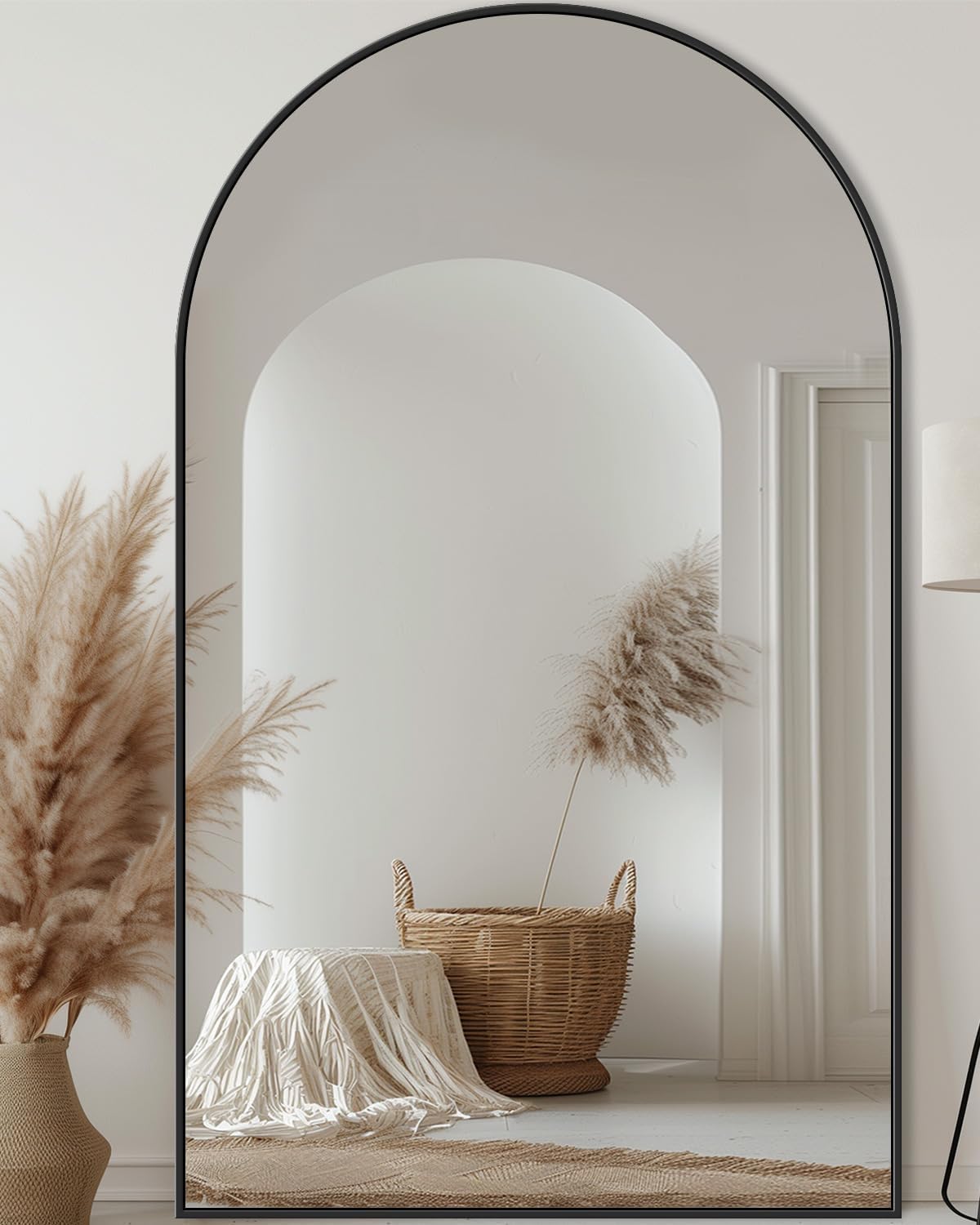 Antok 58" x19” Arched Full Length Floor Mirror, Gold Aluminum Frame, Free Standing/Wall Mount/Leaning for Bedroom, Living Room, Dressing Room