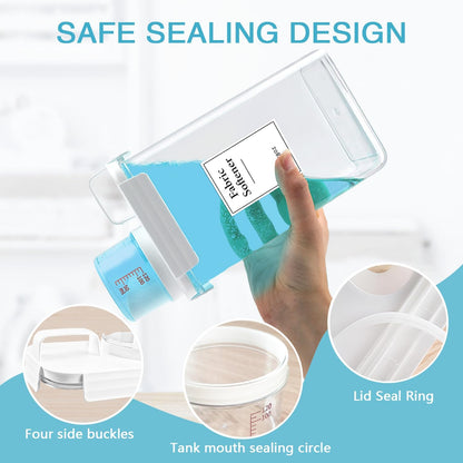 2 Pack Laundry Detergent Dispenser, 61oz Detergent Dispenser, Refluxable Laundry Detergent Container, Plastic Liquid Laundry Detergent Dispenser for Laundry Room Organization with 6 Labels