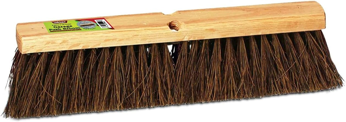 Push Broom Indoor and Outdoor Floor Sweep Use, 18 Inch, Heavy Duty Hardwood Block, Palmyra Bristles Scrub Brush, Cleaning Broom for Patio Garage, Deck, Or Home Use