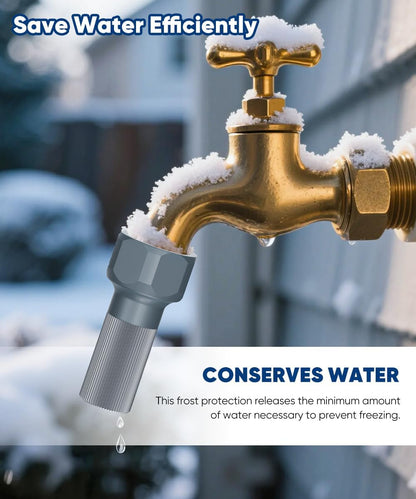 3/4-Inch Thread Faucet Freeze Protection Valve, Freeze Proof Faucet Cover for Outdoors, Winter Frost Proof Auto Temperature Control for Garden, Lawn & Yard Spigot, Grey, 2pcs