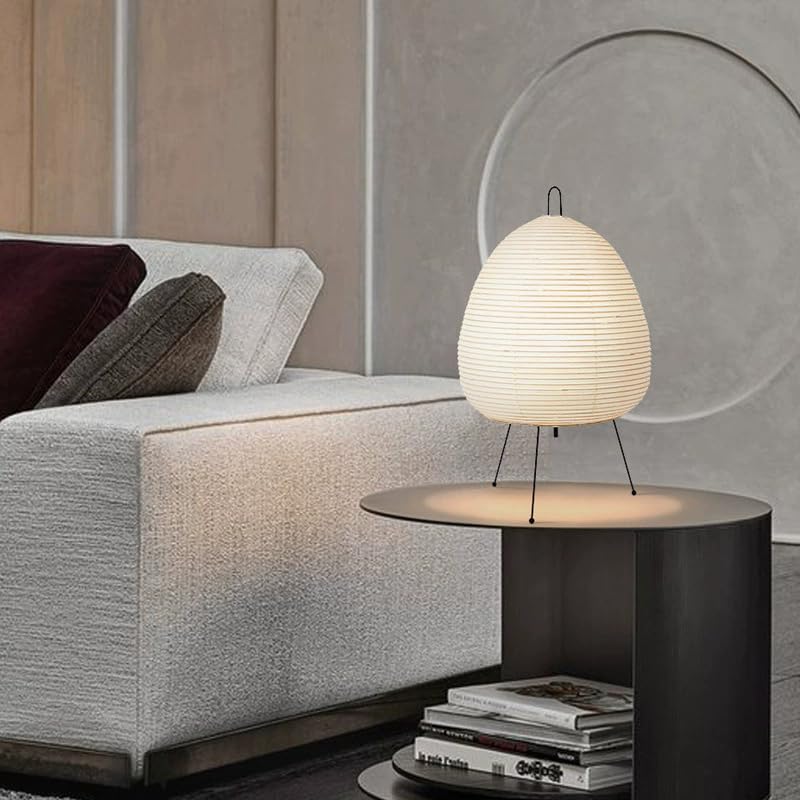 Japanese Paper Lamp,Noguchi Style Table Light,Japanese Decor Rice Paper Lantern Lamp,Handmade Akari Floor Light,White Cozy Japandi Style LAMP for Living Room,Bedside(Noguchi desklamp)
