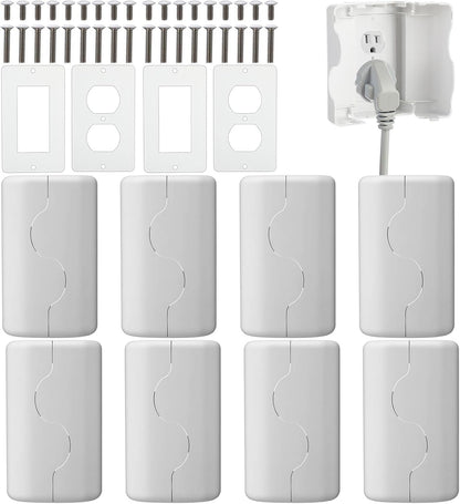 Tellegloww 4 Pack Safety Outlet Cover Box Wall Outlet Cover for Baby Proofing Extra Large Electrical Plugs and Adapters Receptacle Box Receptacle Protector with Childproof Lock & Cable Management