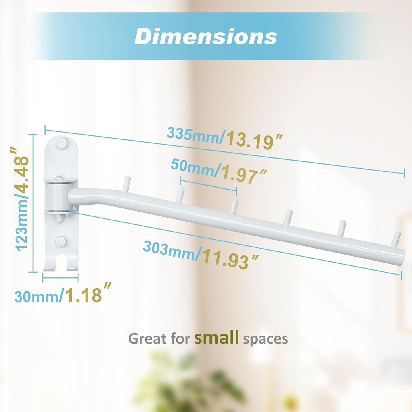 Alise Swing Clothes Hanger Rack,Black Garment Racks Wall Mounted(2P) | Clothes Bar-Hanger Hooks Heavy Duty Swivel Drying Rack Clothing Hanging System Closet Storage Organizer