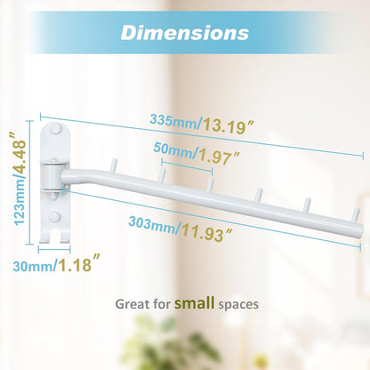 Alise Swing Clothes Hanger Rack,Black Garment Racks Wall Mounted(2P) | Clothes Bar-Hanger Hooks Heavy Duty Swivel Drying Rack Clothing Hanging System Closet Storage Organizer
