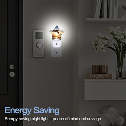 Lavender Butterfly Nightlight,Summer Flowers Star Night Lights Plug into Wall Decorations for Bedroom Bathroom,Dusk to Dawn Sensor Kitchen Hallway Stairs Energy Efficient Desk Lamp