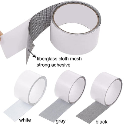 SKYPRO Window Mosquito Net Repair Tape Self Adhesive Window Screen Repair Patch Strong Anti-Insect Fly Mesh Broken Holes Repair(2Pcs,White)