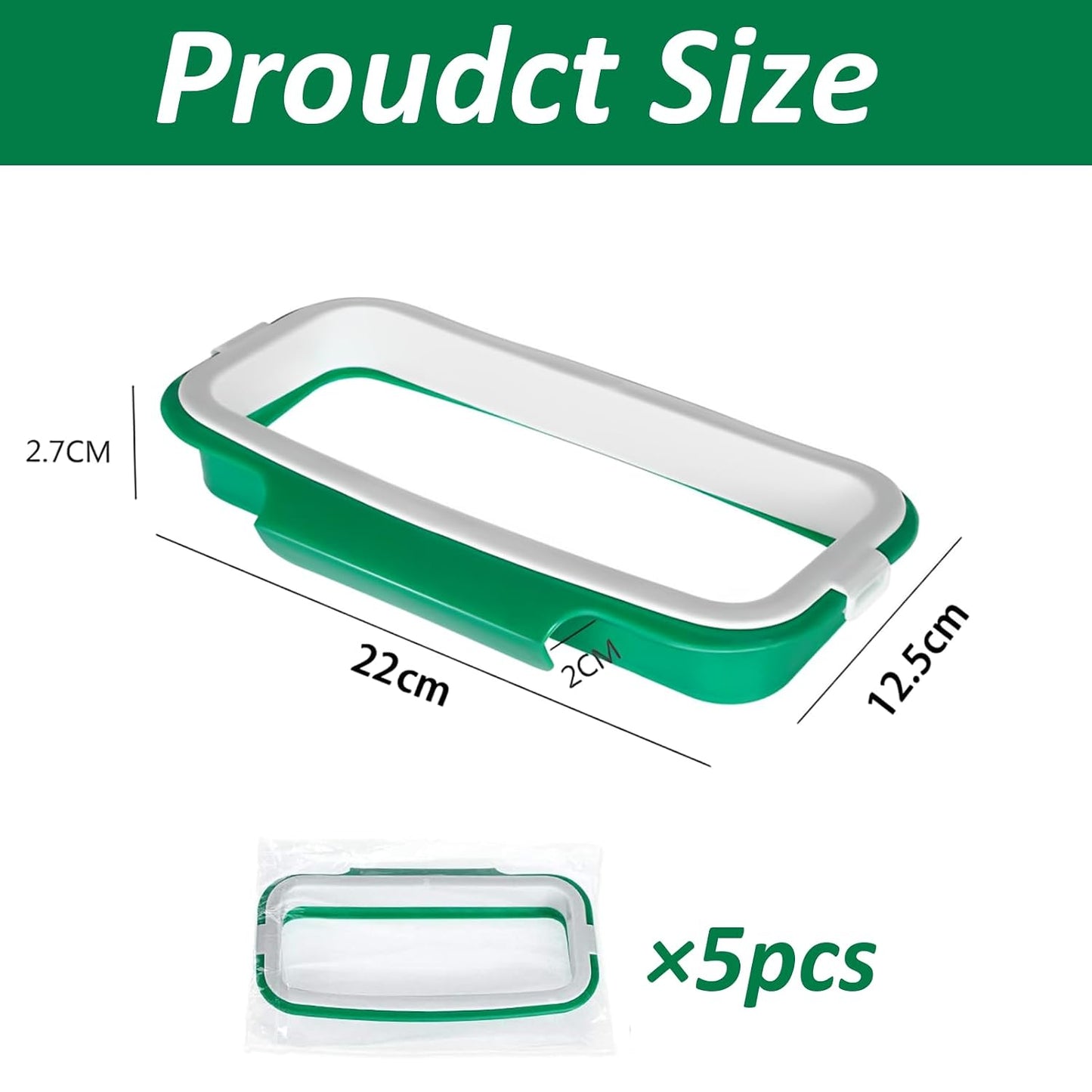 VinBee 5 PCS Portable Trash Bag Holder Hanging Trash Garbage Bag Holder Hanging Kitchen Cupboard Door Back Style Stand Trashes Garbage Bags Storage Rack for Kitchen Cupboard