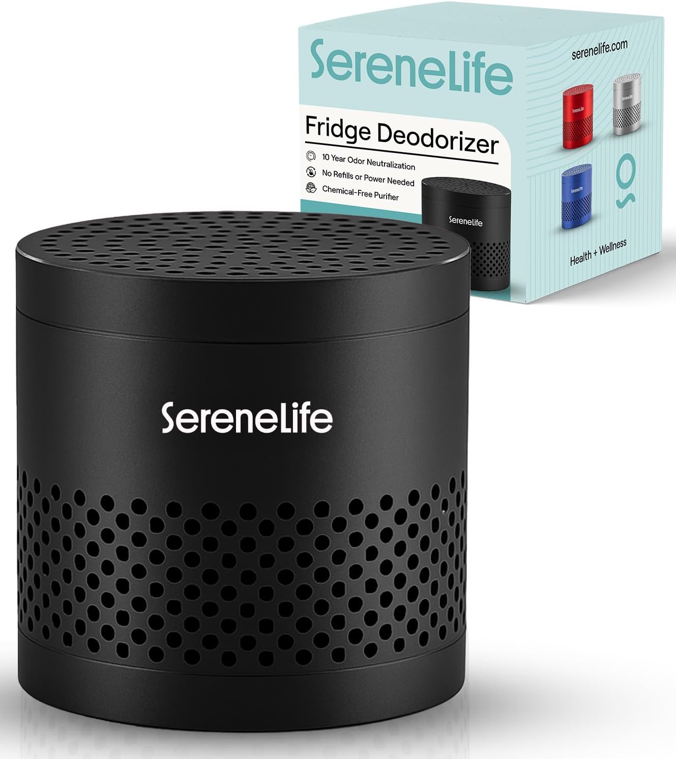 SereneLife Fridge Deodorizer & Odor Eliminator, Multi-Use Refrigerator Deodorizer Aluminum Pod for Freezer, Closet, Car, Shoes & Enclosed Spaces, Compact, Reusable & Lasts Up to 10 Years (Gray)