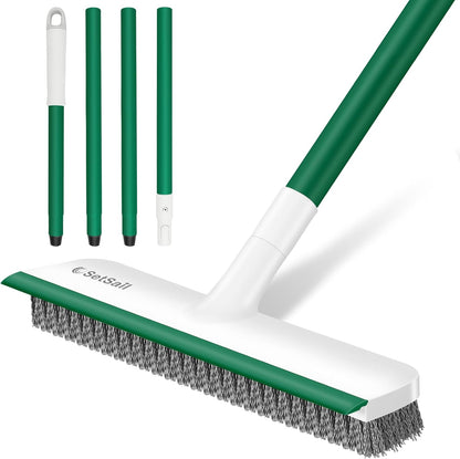 SetSail Floor Scrub Brush with 51-Inch Long Adjustable Handle 2 in 1 Scrape Brush Stiff Bristle Floor Scrubber for Cleaning Shower Bathroom Garage Kitchen Wall Deck Tub Tile
