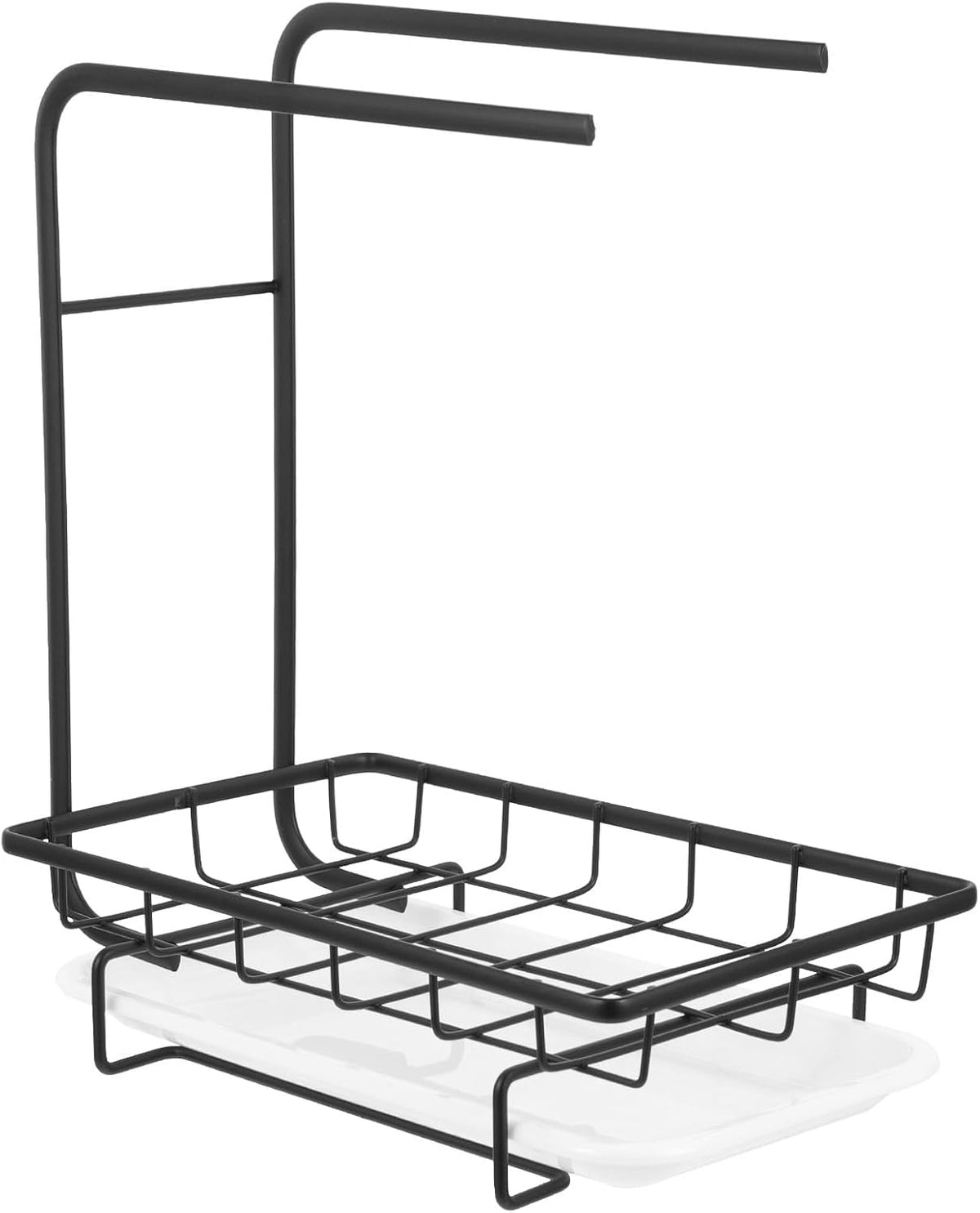 BESPORTBLE Multi-Function Dishcloth and Sponge Drying Rack Black Wall-Mounted and Desktop Kitchen Sink Storage Draining Holder Organizer for Home Cleaning Tools