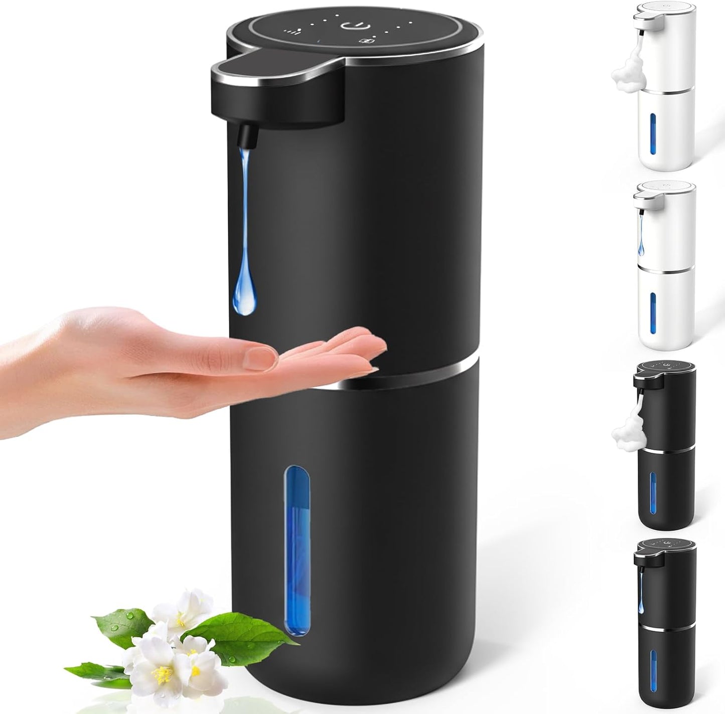 Automatic Soap Dispenser Touchless, USB Rechargeable Automatic Foaming Soap Dispenser, 12.8oz/380mL, 4 Level Adjustable, 1500mAh Smart Wall Mounted for Bathroom Kitchen Dish/Hand Soap
