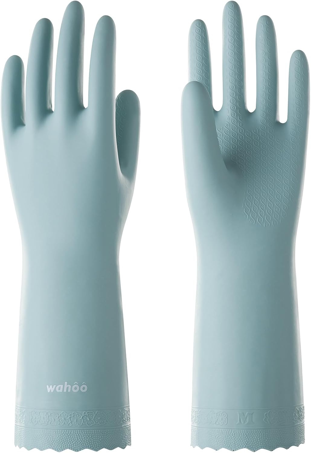 LANON Protection wahoo Skin-Friendly Dishwashing Cleaning Gloves, Dishwashing Kitchen Gloves with Cotton Flocked Liner, Non-Slip, Surf Spray, Large