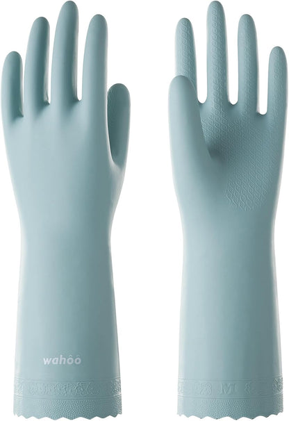 LANON Protection wahoo Skin-Friendly Dishwashing Cleaning Gloves, Dishwashing Kitchen Gloves with Cotton Flocked Liner, Non-Slip, Surf Spray, Large