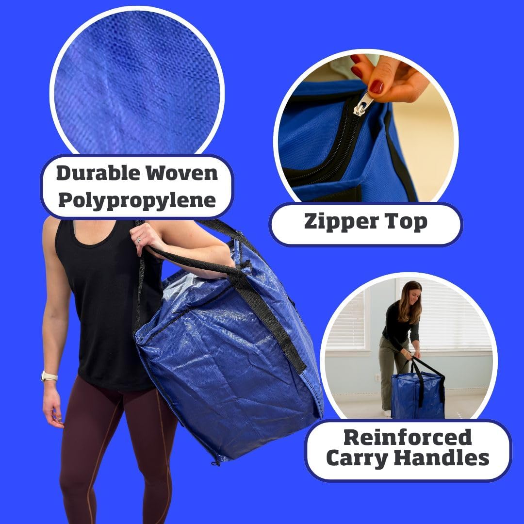 DURASACK XL 48-Gallon Zipper Top Heavy Duty Storage Tote Bags, Black | Rugged Woven Polypropylene Moving Bag, Reusable Self-Standing Design, Holds up to 500 Pounds