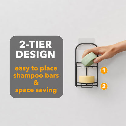 SpaceAid 4 Tier Shampoo Bar Holder for Shower, Self Draining Soap Bar Holders Caddy for Bathroom Wall and Kitchen Sink, Shampoo Bar Dish Rack, Stainless Steel Bar Soap Holder (Black)