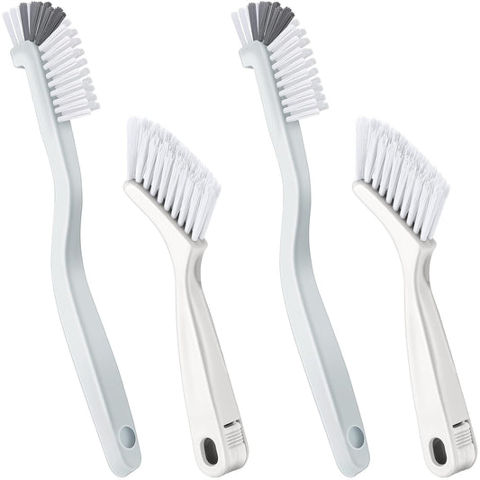 Patelai 4 Pieces Cleaning Brush Sets Small Scrub Brush Household Use for Cleaning Bottle Sink Kitchen Sink Corner Dish Edge Grout Bathroom Sliding Door Window Track(White, Blue)
