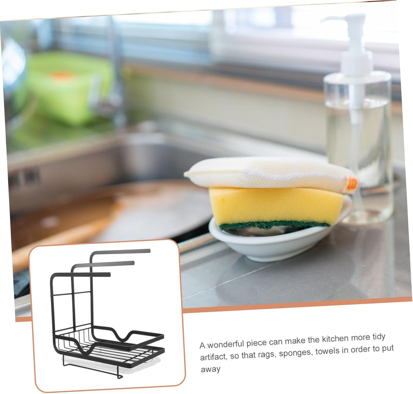 Cabilock Kitchen Sponge Draining Holder Wall-mounted Rack for Kitchen Sink Space-saving Storage for Dishcloths Sponges and Cleaning Supplies Design