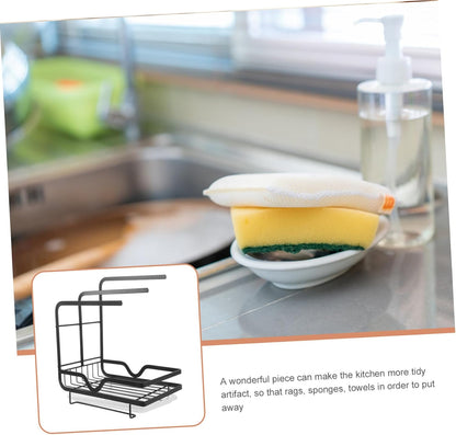 Cabilock Kitchen Sponge Draining Holder Wall-mounted Rack for Kitchen Sink Space-saving Storage for Dishcloths Sponges and Cleaning Supplies Design