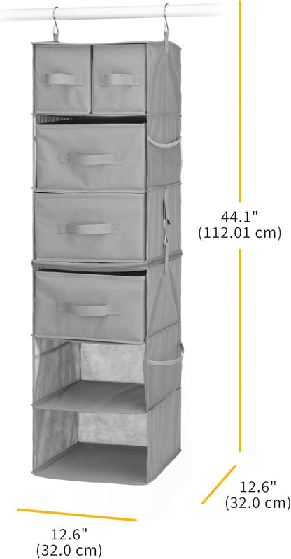 Whitmor 5 Section Closet Organizer - Hanging Shelves with Sturdy Metal Frame