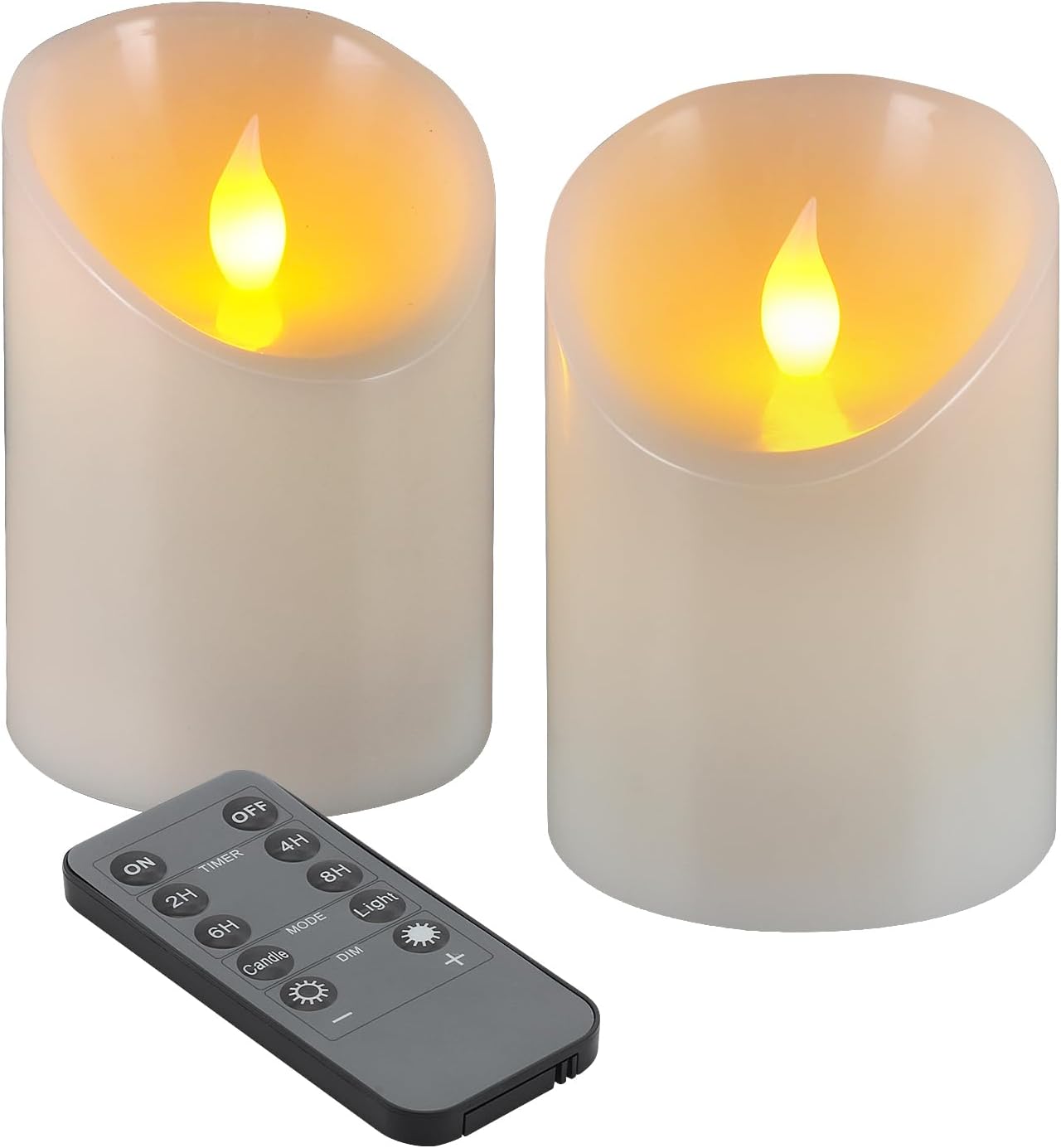 3"x3" Flickering Flameless Candles, Realistic LED Candles, Battery Operated Candles with Remote and Timers, Real Wax Electric Fake Pillar Candles for Festival Wedding Home Party Decor -2Pack