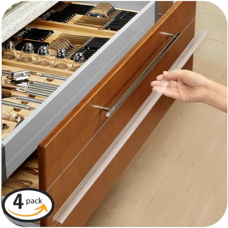 Cabinet Protectors for Kitchen Cabinets, Cabinet Door Protector Trash Drawer Protector Edge Guard, Plastic Slip on Protectors for Cabinets– 3/4" Thick, 18" Length