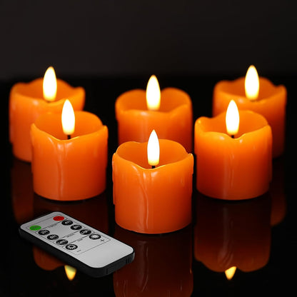 Eywamage Ivory Flameless Votive Candles with Timer Batteries, 2x3 inch Small LED Pillar Candles Flickering Set of 6