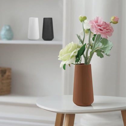 White Ceramic Vase, GUKJOB Small Cute Flower Vase for Pampas Grass, Home, Living Room, Dining Table, Farmhouse, Office Decor, Bedroom, Table, and Kitchen Shelf (White- 2PCS)
