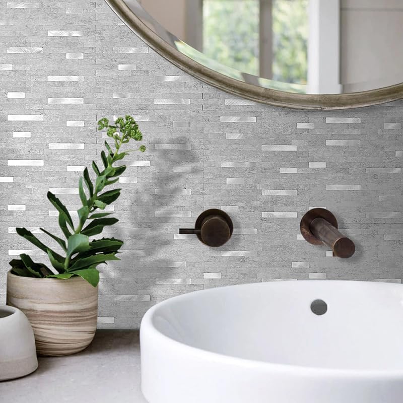 DICOFUN 10-Sheet Peel and Stick Backsplash Wall Tile, PVC Kitchen Backsplash Peel and Stick in Sandstone, 9.4 sq.ft