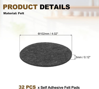 uxcell 32Pcs Non Slip Furniture Pads, 3" Round Self Adhesive Felt Bumpers Noise Reducing Furniture Feet Floor Protector for Chairs Tables Furniture Legs (White 0.2" Thick) - Colors B