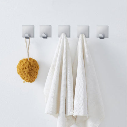 Heavy Duty Adhesive Hooks Stick on Hooks Stainless Steel Waterproof Wall Hooks Hangers for Hanging Robe, Coat, Towel, Keys, Bags, Lights, Calendars -Home Kitchen Bathroom 4-Pack