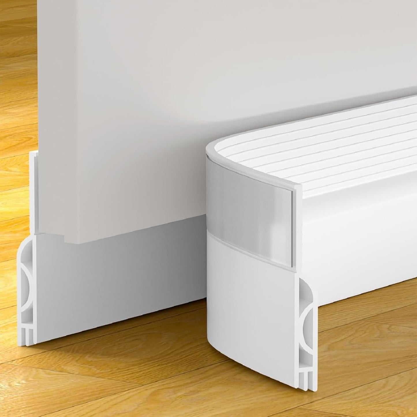 Door Draft Stopper, Door Sweep for Bottom of Door, Weather Stripping Door Seal Gap Filler Bottom Blocker Soundproof Cold Air Insulation Save Energy Installs Quickly and Easily (White, 39‘’)