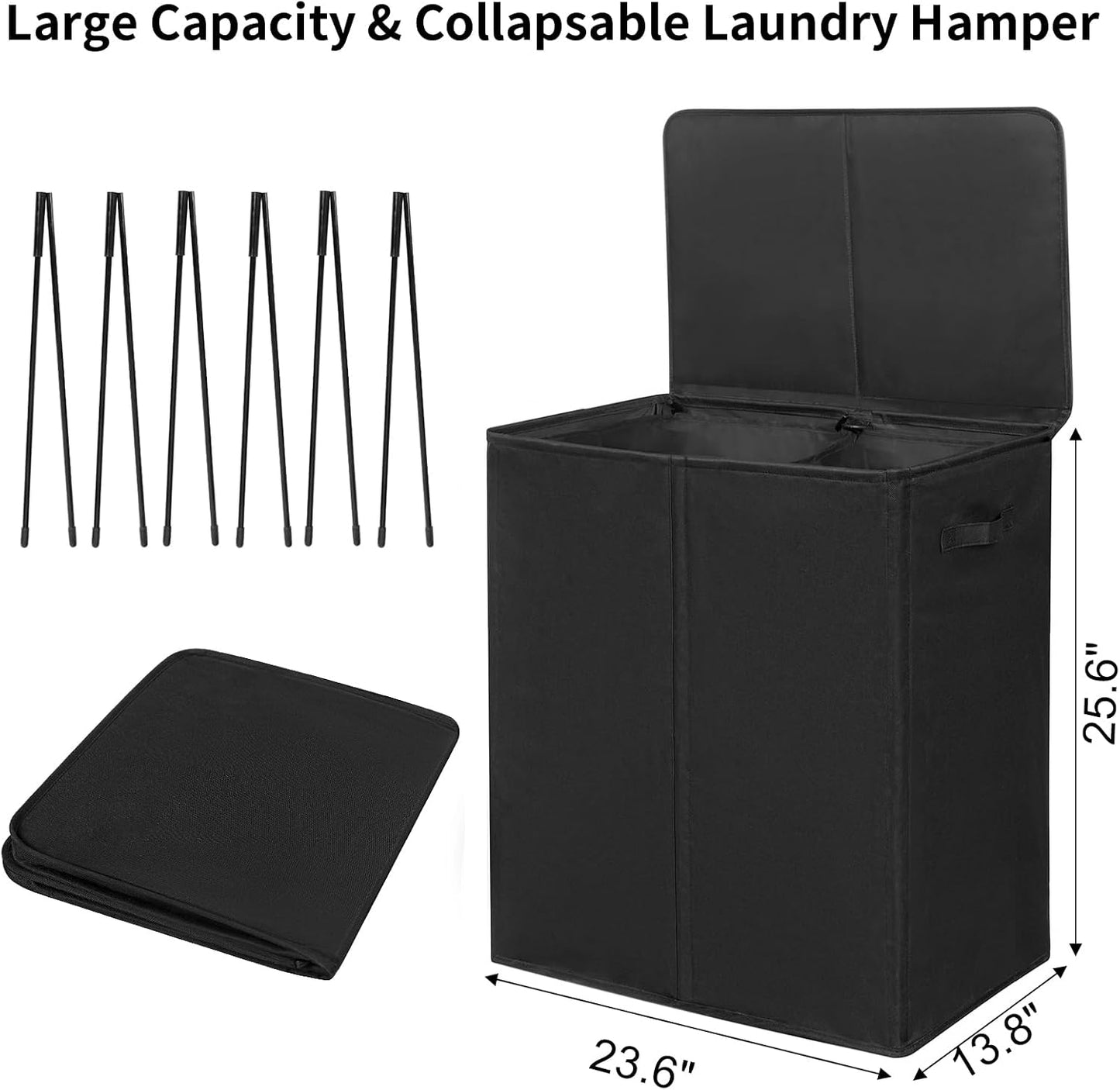 WOWLIVE 180L Laundry Hamper with Lid 3 Section,Large Laundry Basket with Removable Bags and Handles,Collapsible Dirty Clothes Hampers for Laundry,Laundry Basket Organizer for Laundry Room,Dorm,Beige