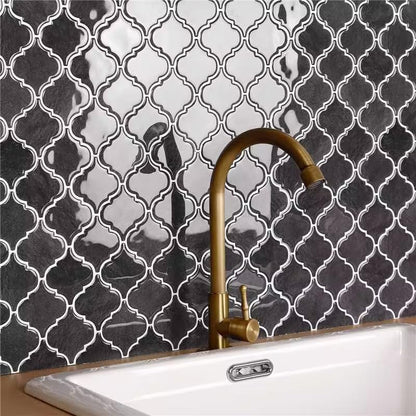 Arabesque Peel and Stick Backsplash for Kitchen, Thicker Design 3D Self Adhesive Wall Tiles, 12"x12" Peel and Stick Wall Tiles, Dark Grey 10-Sheet Stick on Tiles for Kitchen and Bathroom.