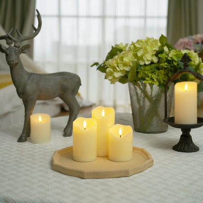 Homemory Dripping Wax Flameless Candles, Battery Operated Candles with Remote Control and Timers, LED Pillar Candles, Electric Fake Candles, 3" x 6", Set of 2