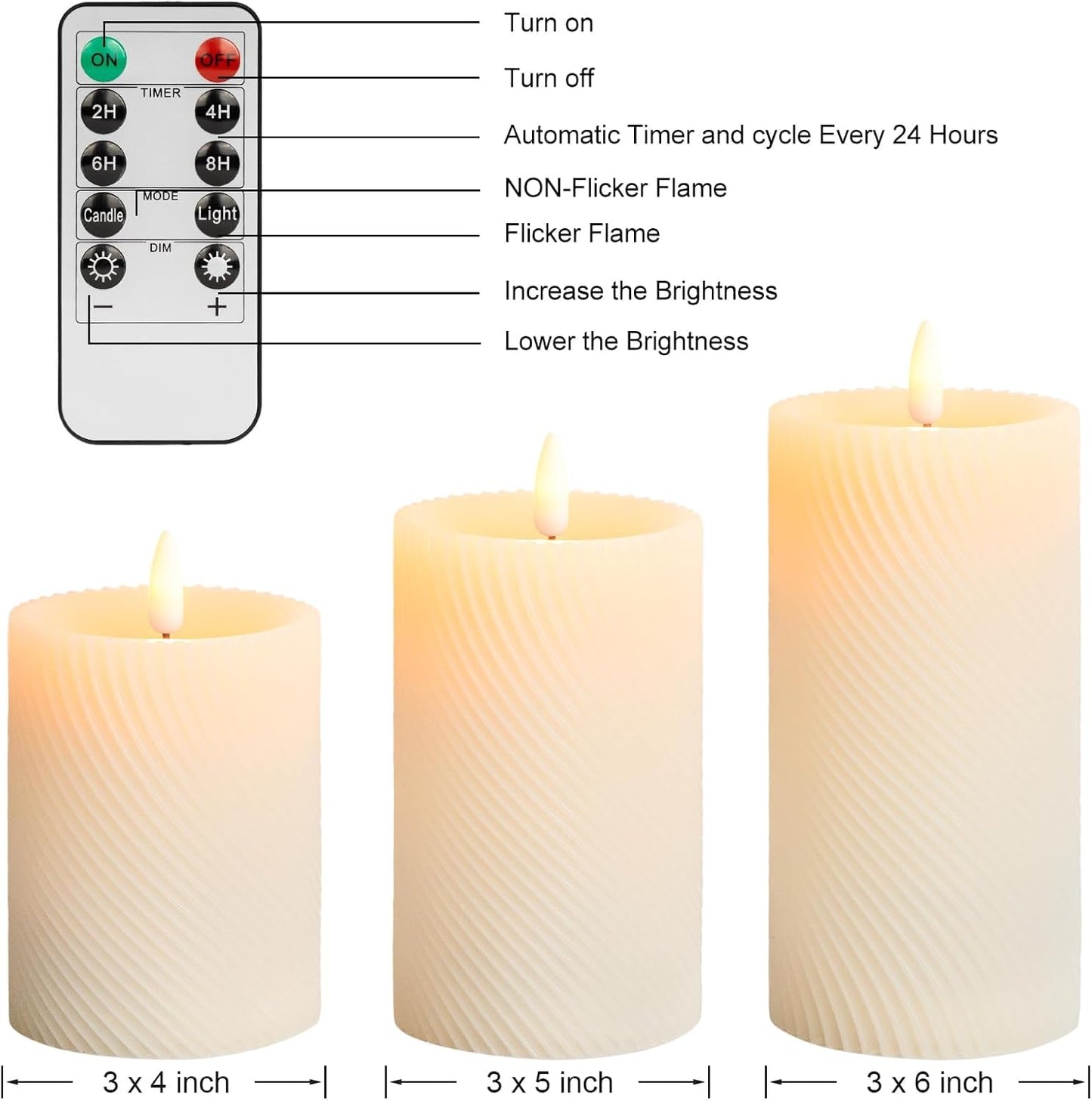 ANGELLOONG Flickering Flameless Candles, Realistic Battery Operated Candles with Remote and Timer, Set of 3 LED Candles for Room Fall Home Wedding Decor Centerpieces Table Party Valentines Decorations