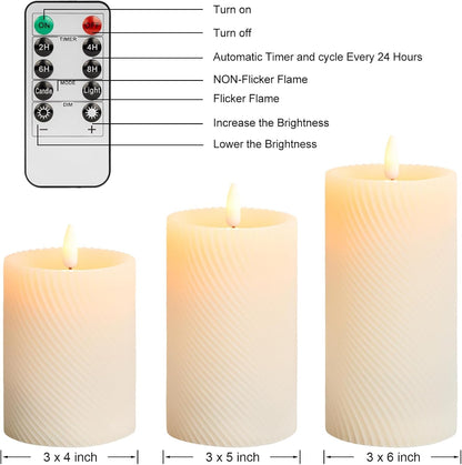 ANGELLOONG Flickering Flameless Candles, Realistic Battery Operated Candles with Remote and Timer, Set of 3 LED Candles for Room Fall Home Wedding Decor Centerpieces Table Party Valentines Decorations