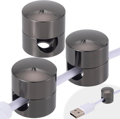 3pcs Cable Anchors for Desk, Adhesive Metal Cord Organizers, Adjustable 2-in-1 Cord Clips Charger Cable Management for Nightstand Office Home Desktop Wall- Gold & Copper & Black
