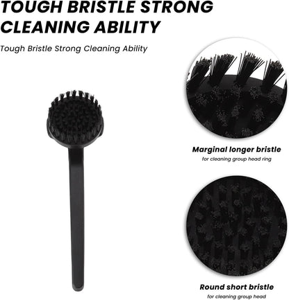 Topyond Espresso Coffee Machine Cleaning Brush, 360° Coffee Grinder Brush with Detachable Head, Nylon Bristles Barista Tool, Group Head Brush for 51mm 54mm Coffee Maker