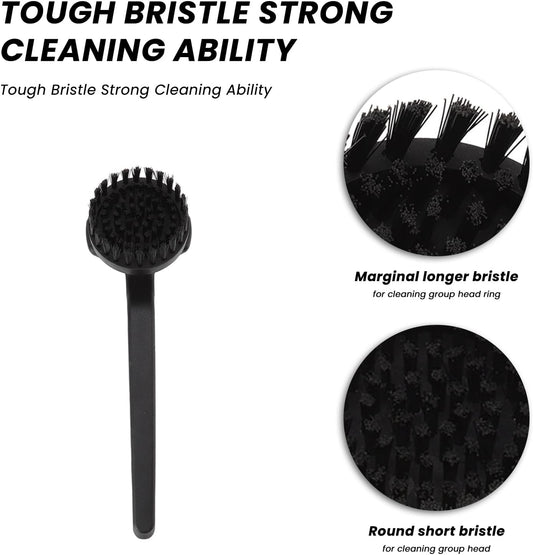 Topyond Espresso Coffee Machine Cleaning Brush, 360° Coffee Grinder Brush with Detachable Head, Nylon Bristles Barista Tool, Group Head Brush for 51mm 54mm Coffee Maker