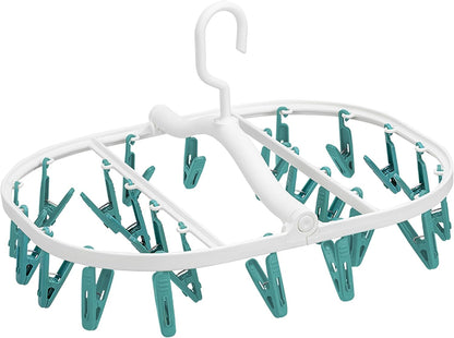 Plastic PP Drying Hanger, Anti-Rusty Drying Rack for Clothes, Socks, Lingeries, Delicates, Drying Hanger with 32 Clips for Baby Clothes, Towels
