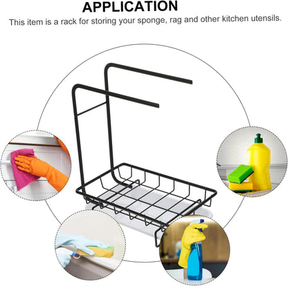 PRETYZOOM 1pc Kitchen Dual-Purpose Storage Rack Dishcloth Sponge Draining Rack Modern Design for Sponges Cleaning Soaps Wall-Mounted Kitchen Organizer