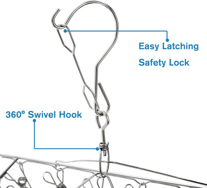 Tosnail 4 Pack Stainless Steel Clip and Drip Hangers with 30 Clips, Clothes Drying Rack Laundry Accessories