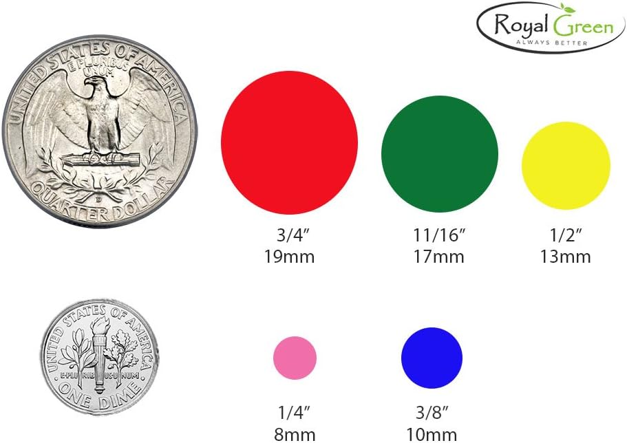 Royal Green Dot Sticker 11/16" Inch (17mm) Colored Labels in Purple - 2400 Pack - Colors A