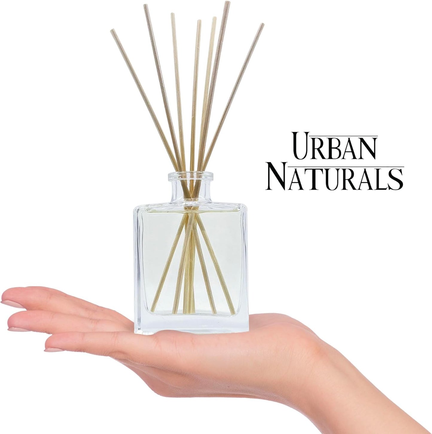 Urban Naturals Smoked Vanilla Reed Diffuser Set with Vanilla Bean, Sandalwood & Leather – 5 Ounce Sleek Black Rectangular Refillable Glass Bottle – Made in the USA